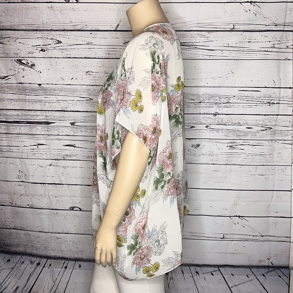 Simplicity by Azul Size 2X Floral Open Front Oversized Kimono Cardigan Cover-Up - Picture 3 of 6